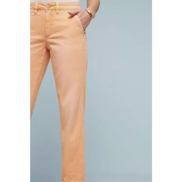 Anthropologie Relaxed Chino Pants In Peach Sz 27 Relaxed - Picture 3 of 10